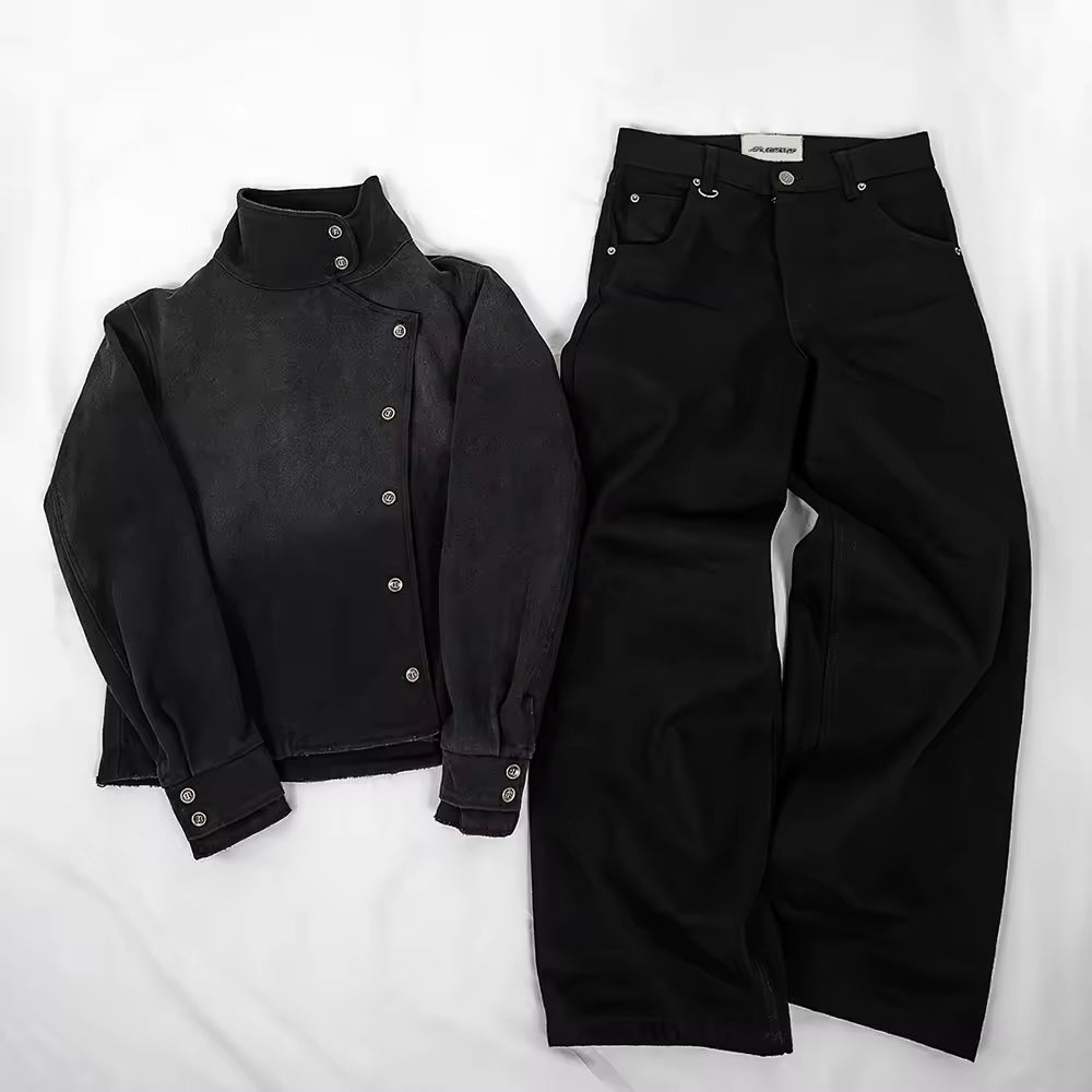 Vintage Acid Wash Unisex Two-Piece Set