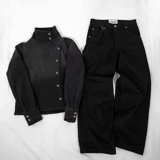 Vintage Acid Wash Unisex Two-Piece Set