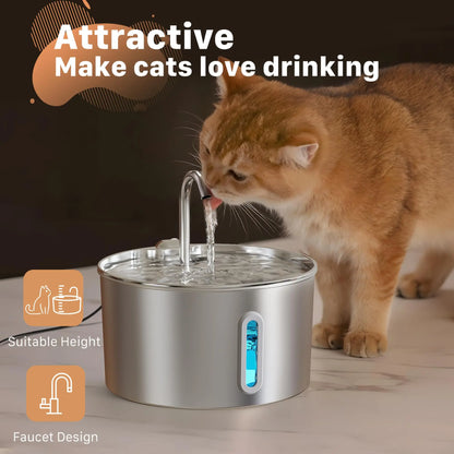 Silent Circulating Stainless Steel Pet Fountain