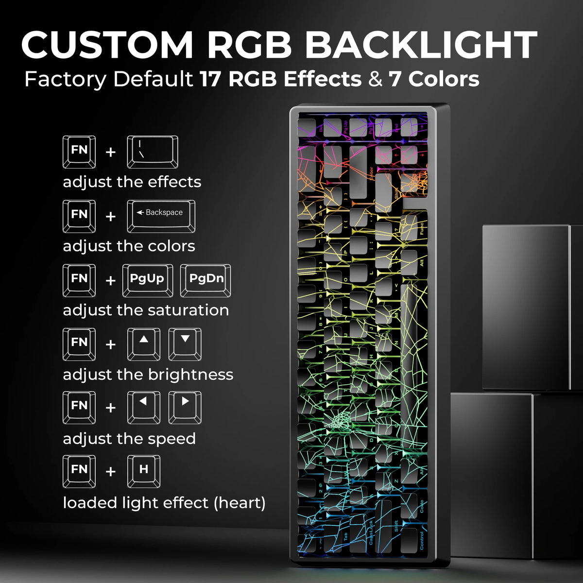 Spider RGB Wireless Keyboard – Multi-Color LED