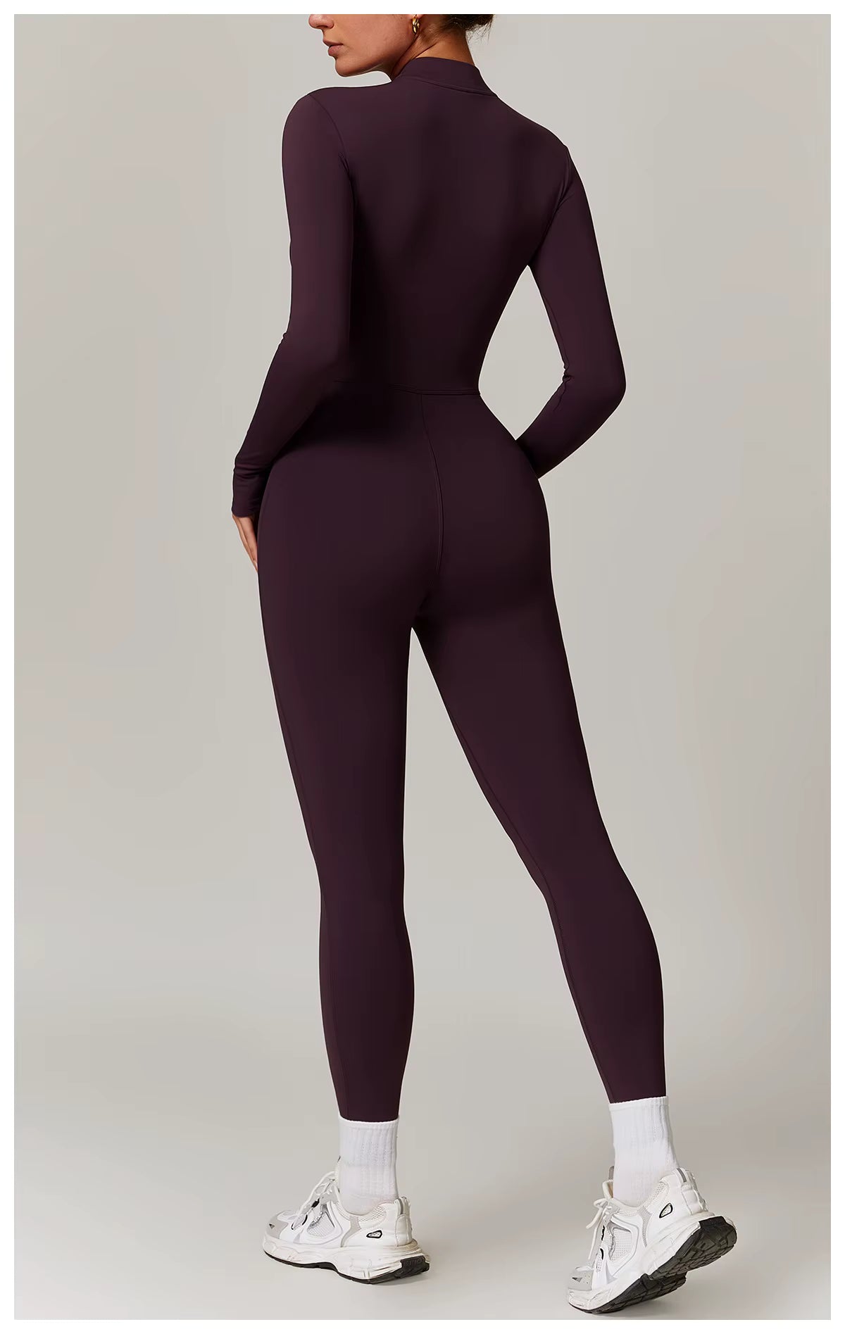 Elegant Seamless Zip Front Bodycon Jumpsuit