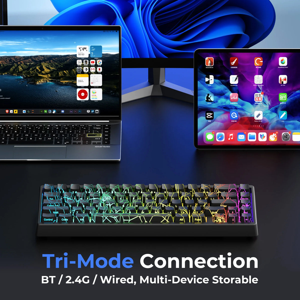 Spider RGB Wireless Keyboard – Multi-Color LED