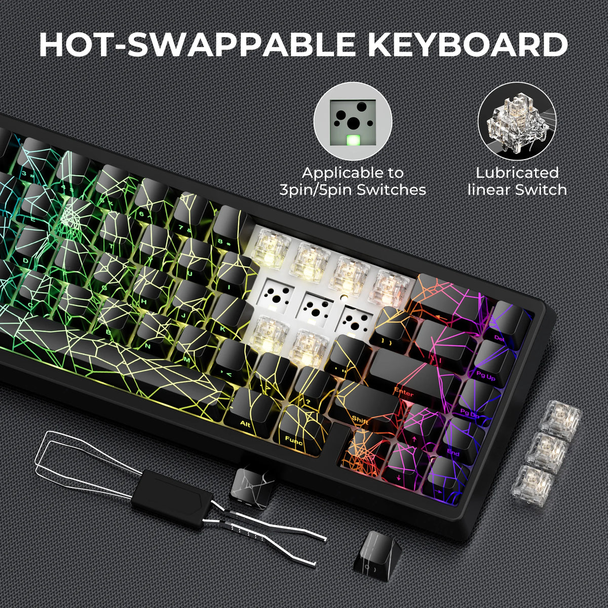 Spider RGB Wireless Keyboard – Multi-Color LED