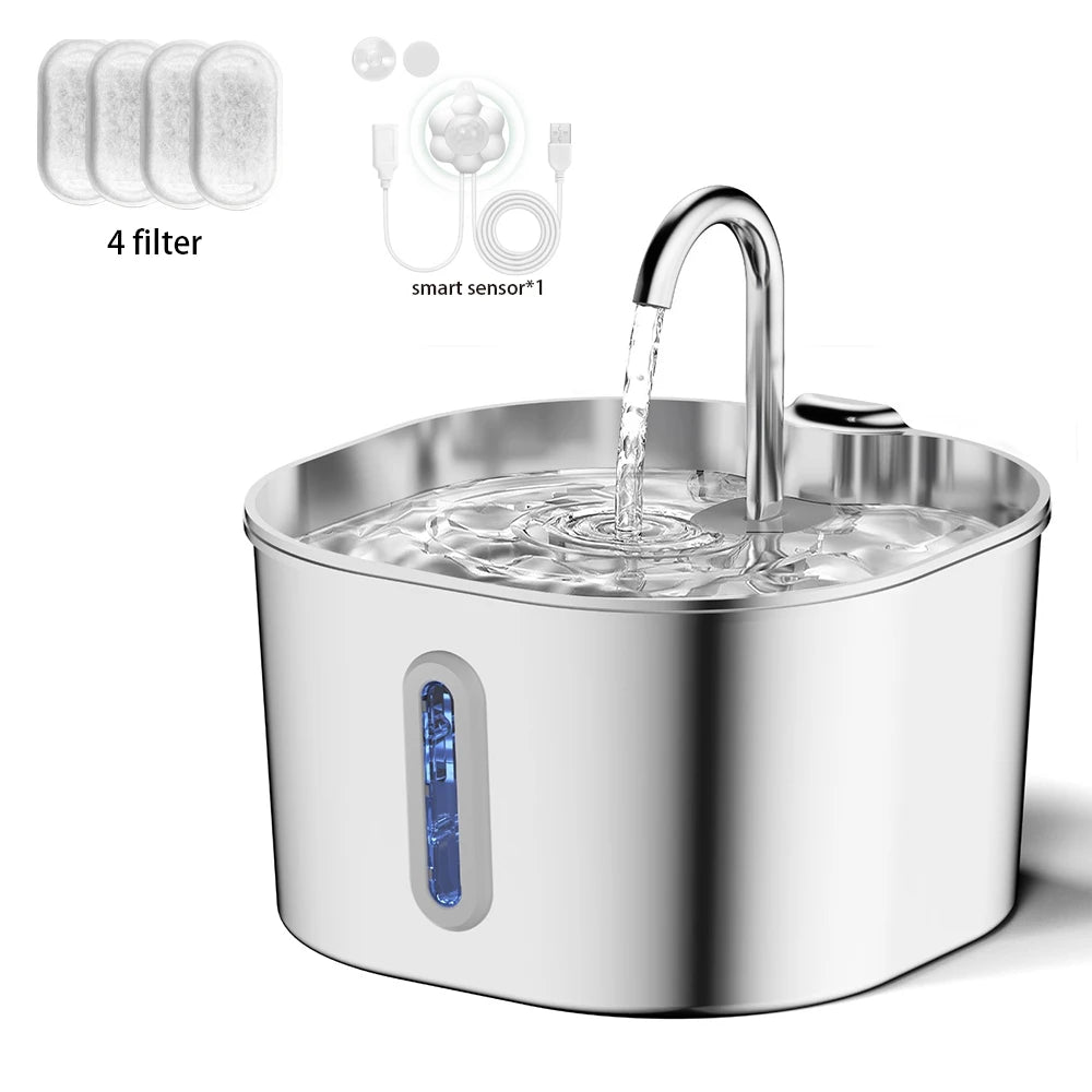 Silent Circulating Stainless Steel Pet Fountain
