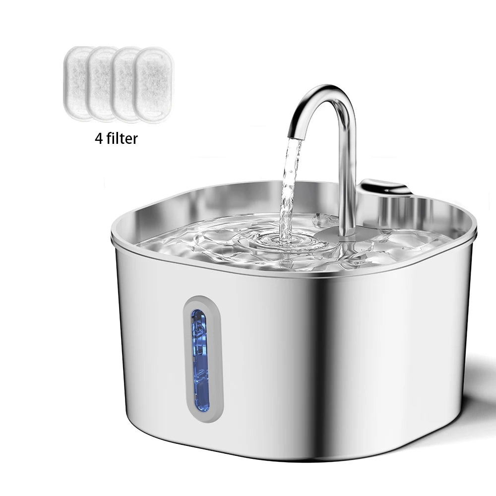 Silent Circulating Stainless Steel Pet Fountain